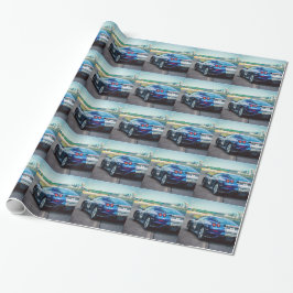 Blue Race Car Geschenkpapier