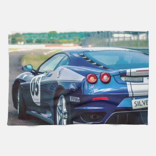 Blue Race Car Handtuch (Horizontal)
