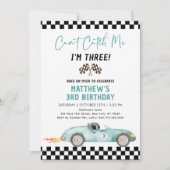 Blue Race Car kann mich nicht fassen, ich bin drei Einladung (Vorderseite)