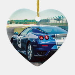 Blue Race Car Keramik Ornament