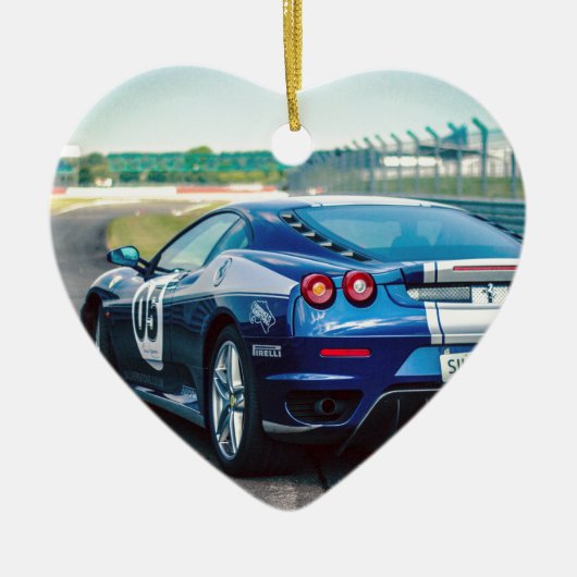 Blue Race Car Keramik Ornament (Vorne)