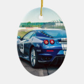 Blue Race Car Keramikornament (Vorne)
