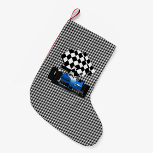 Blue Race Car Kleiner Weihnachtsstrumpf