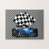 Blue Race Car mit Jigsaw Puzzle auf der Schachtel (Horizontal)