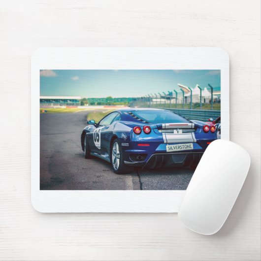 Blue Race Car Mousepad (Mit Mouse)
