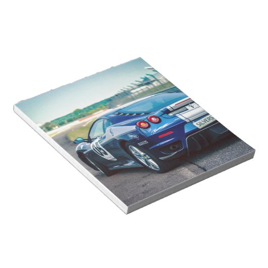 Blue Race Car Notizblock (angewinkelt)