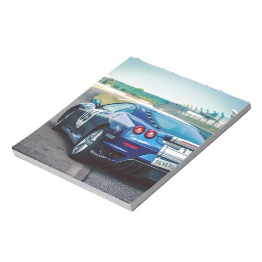 Blue Race Car Notizblock (Rotiert)