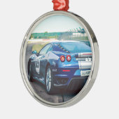 Blue Race Car Ornament Aus Metall (Links)
