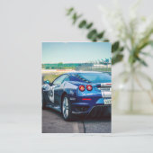 Blue Race Car Postkarte (Stehend Vorderseite)