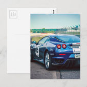 Blue Race Car Postkarte (Vorne/Hinten)