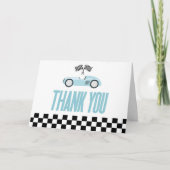 Blue Race Car Racecar Baby Dusche Dankeskarte (Vorderseite)