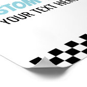 Blue Race Car Racecar Custom Text Party Signierung Poster (Ecke)