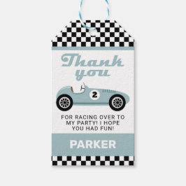 Blue Race Car Racing Geburtstagsparty Danke Geschenkanhänger