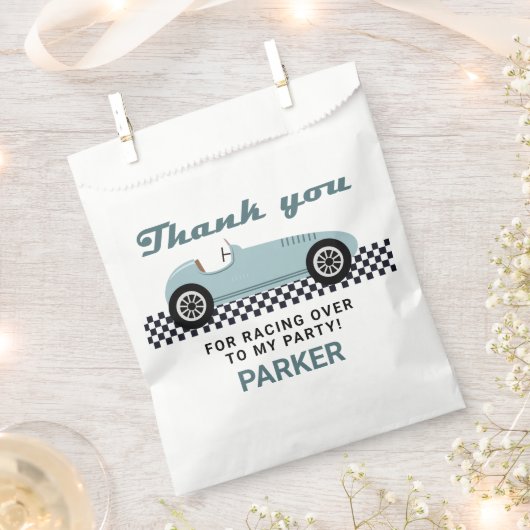 Blue Race Car Racing Geburtstagsparty Geschenktütchen (Ausgeschnitten)