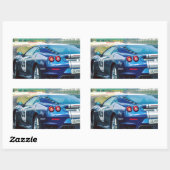 Blue Race Car Rechteckiger Aufkleber (Blatt)