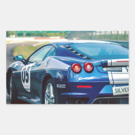 Blue Race Car Rechteckiger Aufkleber