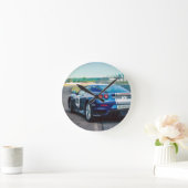 Blue Race Car Runde Wanduhr (Zuhause)