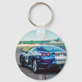 Blue Race Car Schlüsselanhänger