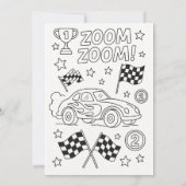 Blue Race Car Second Birthday Einladung (Rückseite)