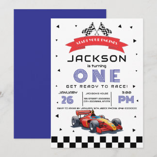 Blue Race Car-Thread jedes Alter Geburtstagsparty Einladung