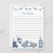 Blue Race Car Time Capsule Note Message Card Dankeskarte (Vorderseite)