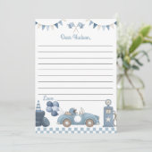 Blue Race Car Time Capsule Note Message Card Dankeskarte (Stehend Vorderseite)