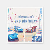 Blue Race Car Two Fast Birthday Serviette (Vorderseite)