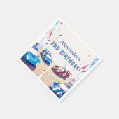 Blue Race Car Two Fast Birthday Serviette (Ecke)