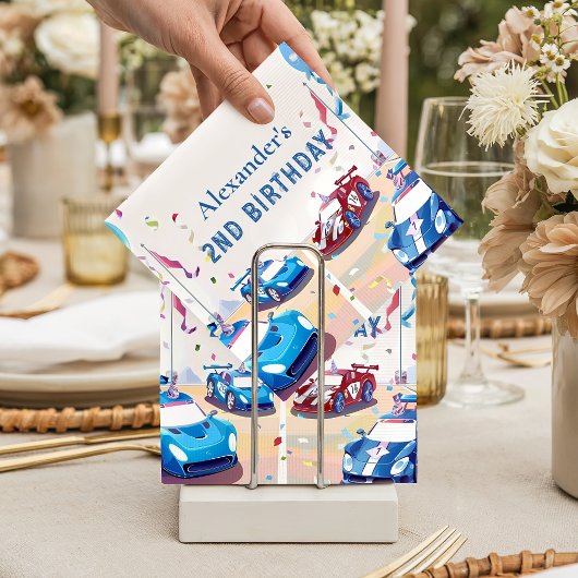Blue Race Car Two Fast Birthday Serviette
