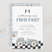 Blue Race Car Two Fast Second Birthday Invite  Einladung (Vorne/Hinten)