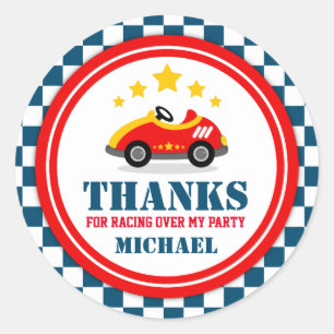 Blue Race Car Vielen Dank für Ihre Unterstützung T Runder Aufkleber