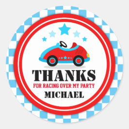 Blue Race Car Vielen Dank für Ihre Unterstützung T Runder Aufkleber
