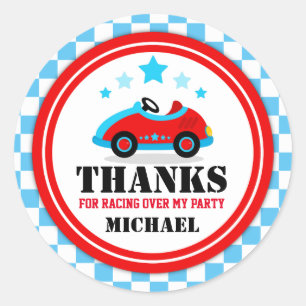 Blue Race Car Vielen Dank für Ihre Unterstützung T Runder Aufkleber