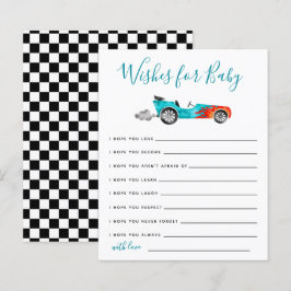 Blue Race Car wünscht Baby Card