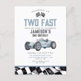 Blue Race Car Zwei Fast 2. Geburtstag Party laden  Postkarte