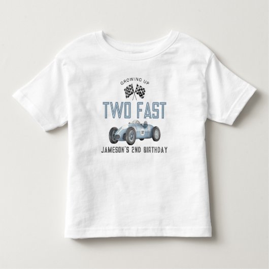 Blue Race Car Zwei Fast Birthday Boy Shirt (Vorderseite)