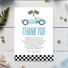 Blue Racecar Race Car Baby Dusche Dankeskarte