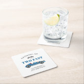 Blue Racing Car 2. Geburtstag Party Rechteckiger Pappuntersetzer (Vor Ort)