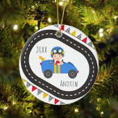 Blue Racing Car Boy Weihnachtsdekoration Keramik Ornament