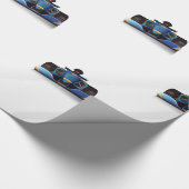Blue Racing Car Geschenkpapier (Ecke)