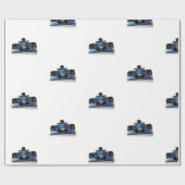 Blue Racing Car Geschenkpapier (Flach)
