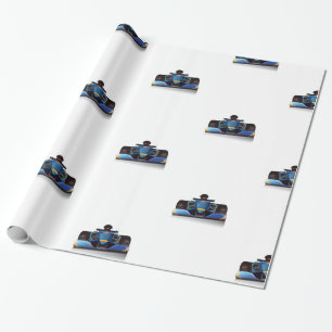 Blue Racing Car Geschenkpapier