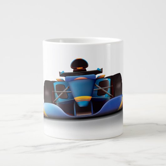 Blue Racing Car Jumbo-Tasse (Vorderseite)