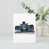 Blue Racing Car Postkarte (Stehend Vorderseite)