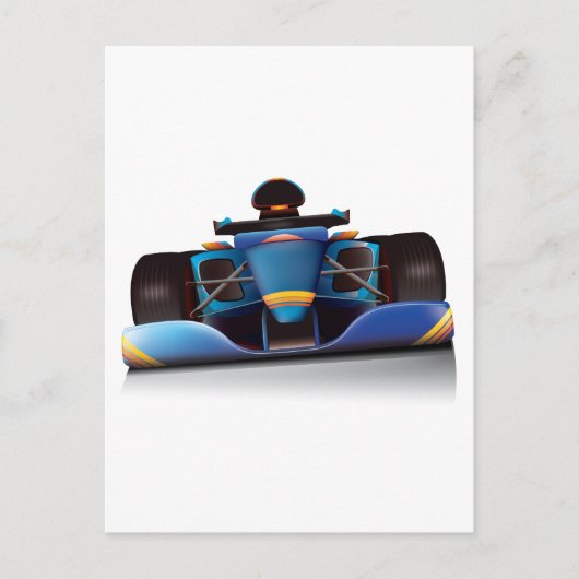 Blue Racing Car Postkarte (Vorderseite)