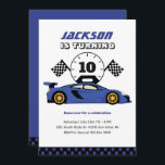 Blue Racing Car Race Kids Boys Geburtstag Einladung<br><div class="desc">Niedliches Design für Kinder,  Jungen oder Mädchen,  die Autofahren,  Sportwagen,  Speed und Fahrspielzeugauto Liebe. Ideal für die Geburtstagsfeier zum Bauen. Sie können die Formulierung an andere Gelegenheiten anpassen.</div>