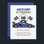 Blue Racing Car Race Kids Boys Geburtstag Einladung<br><div class="desc">Niedliches Design für Kinder,  Jungen oder Mädchen,  die Autofahren,  Sportwagen,  Speed und Fahrspielzeugauto Liebe. Ideal für die Geburtstagsfeier zum Bauen. Sie können die Formulierung an andere Gelegenheiten anpassen.</div>