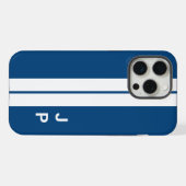 Blue Racing Car Stripes Minimale Initiale Monogram iPhone Hülle (Rückseite (Horizontal))