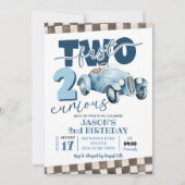 Blue Racing Car Zwei Fast Zwei Neuartiger 2. Gebur Einladung (Vorderseite)