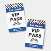 Blue Racing Party Pit Crew VIP Pass Pit Stopp Ausweis (Vorder- & Rückseite)